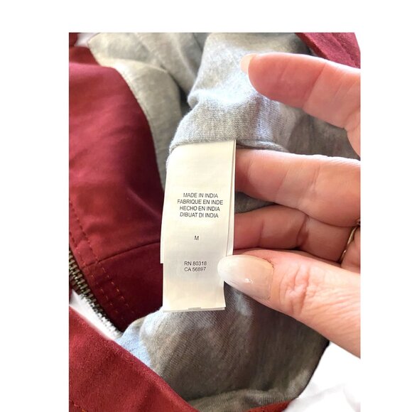 Lucky Brand Genuine Leather Moto Jacket Burgundy Size M Minimalist Fall Holiday - Picture 4 of 16